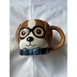 Cute Doggy With Glasses Ceramic Mug Unbranded